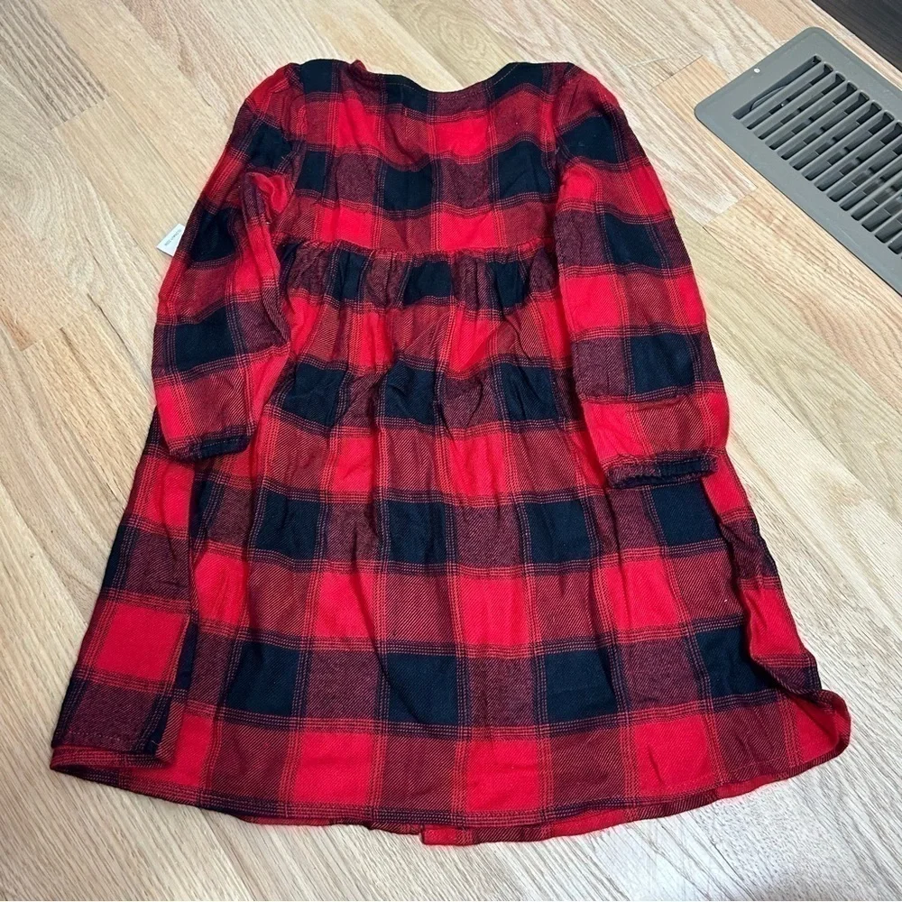 Old Navy Red Buffalo Plaid Dress NWT 4T Long Sleeve Girls Kids Toddler